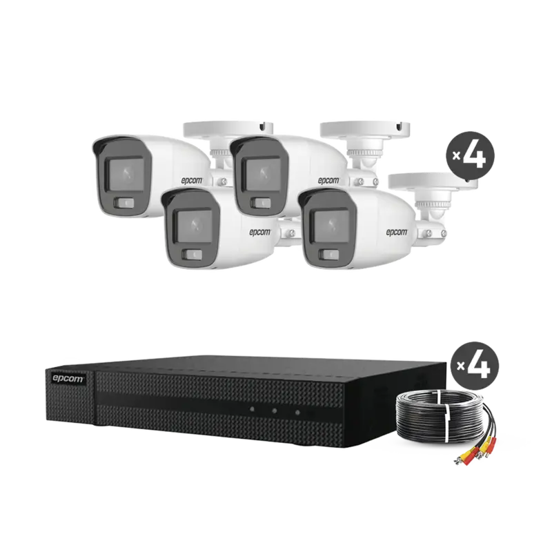 Kit TurboHD 1080p - DVR 4 Canales - 4 Cámaras Bala ColorVu c