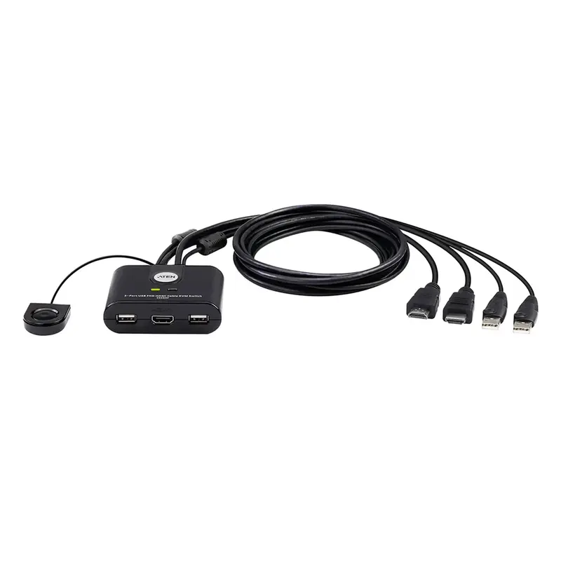 Switch KVM - USB FHD HDMI - de 2 puertos en formato cable -