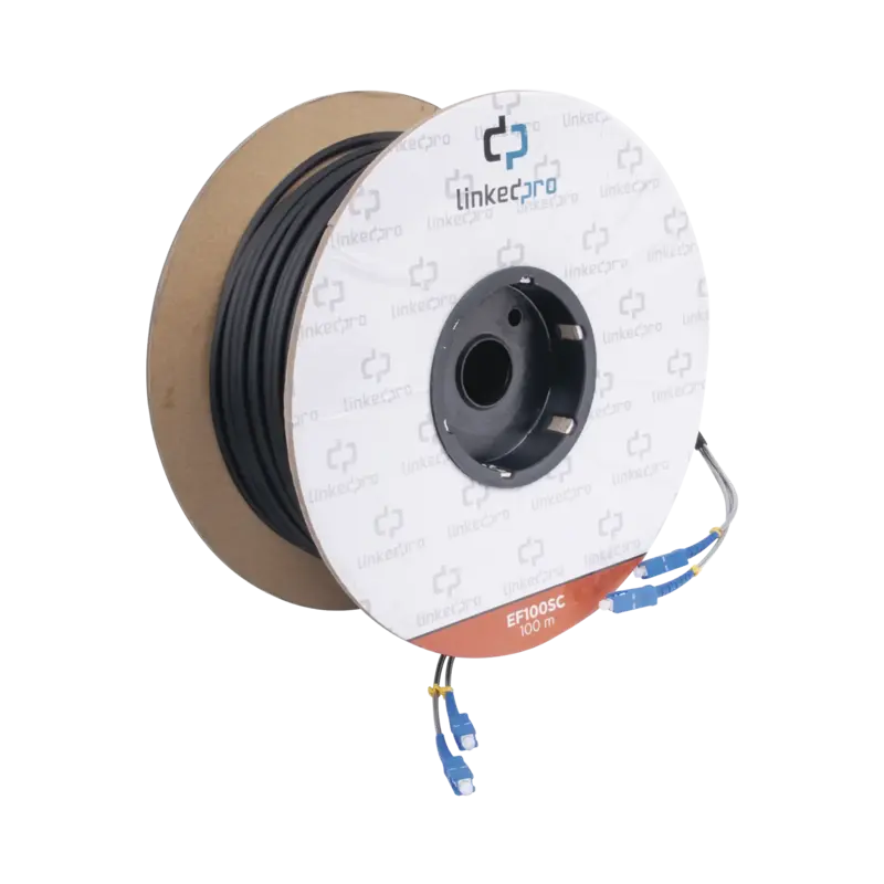 Carrete de Fibra Óptica Monomodo con Conectores SC