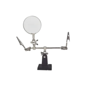 Soporte con lupa y dos brazos con clip. Ideal para