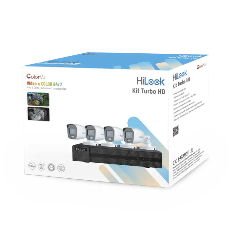 Kit TurboHD 1080p - DVR 4 Canales - 4 Cámaras Bala ColorVu c