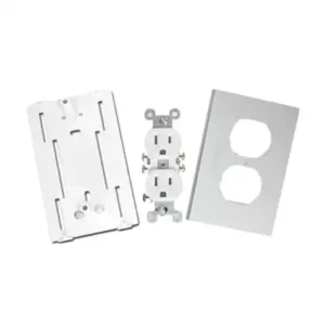 Contacto eléctrico doble, soporte y tapa de PVC au