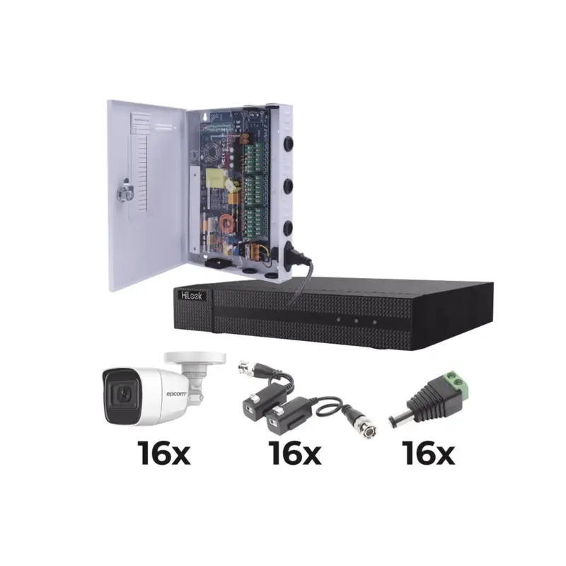 KIT TurboHD 1080p - DVR 16 Canales - 16 Cámaras Bala Policar