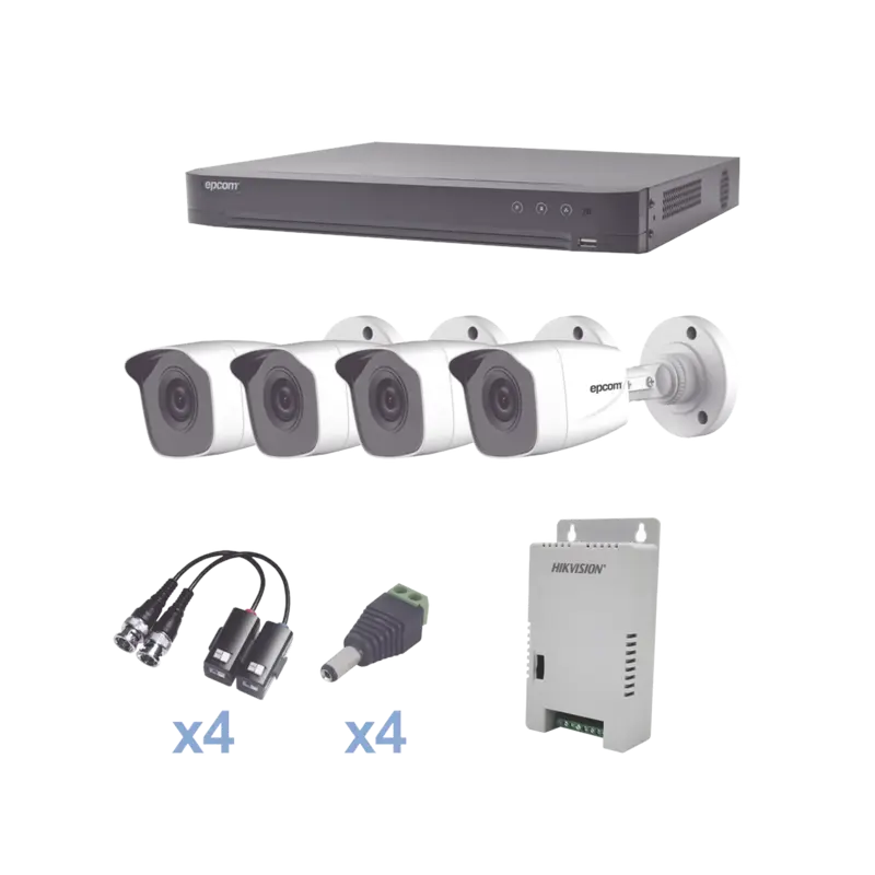 KIT TurboHD 1080p - DVR 4 Canales - 4 Cámaras Bala Metálicas