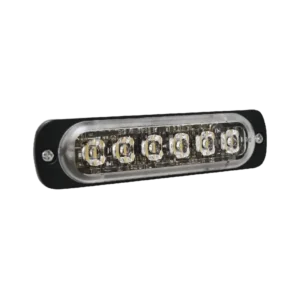 Luz Auxiliar de 6 LED, Ambar, Bisel Negro, Lente T