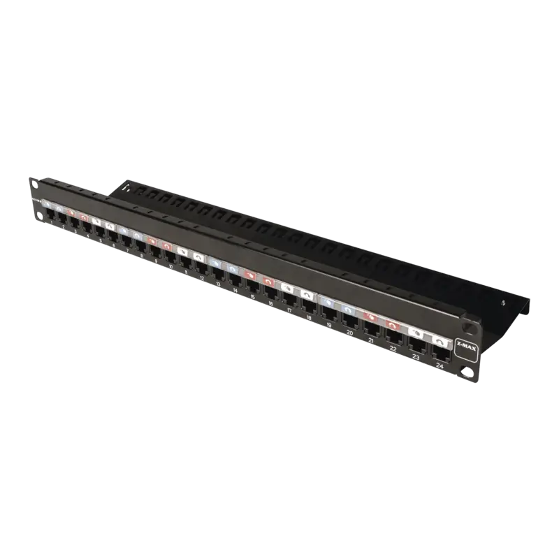 Patch Panel Z-MAX, de 24 puertos, Modular vacío, Plano, 1UR