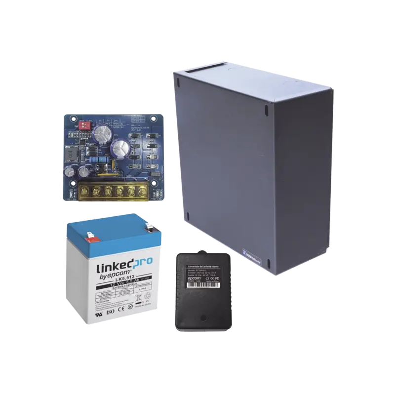 Kit con fuente PLB2 con salida de 12 Vcc a 1.5 Amper, incluy