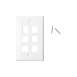 Placa de pared de 6 puertos, Keystone, Color Blanco