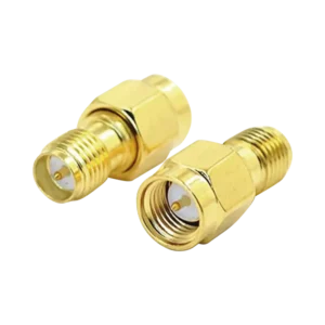 Adaptador de SMA Macho a SMA Hembra Inverso, Oro Oro Teflón,