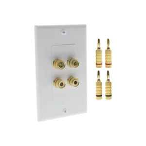 KIT 1 Placa de Pared + 2 Pares Conectores Banana Rojo+Negro